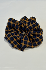 LUC | Oversized Scrunchie | Orange + Navy Check