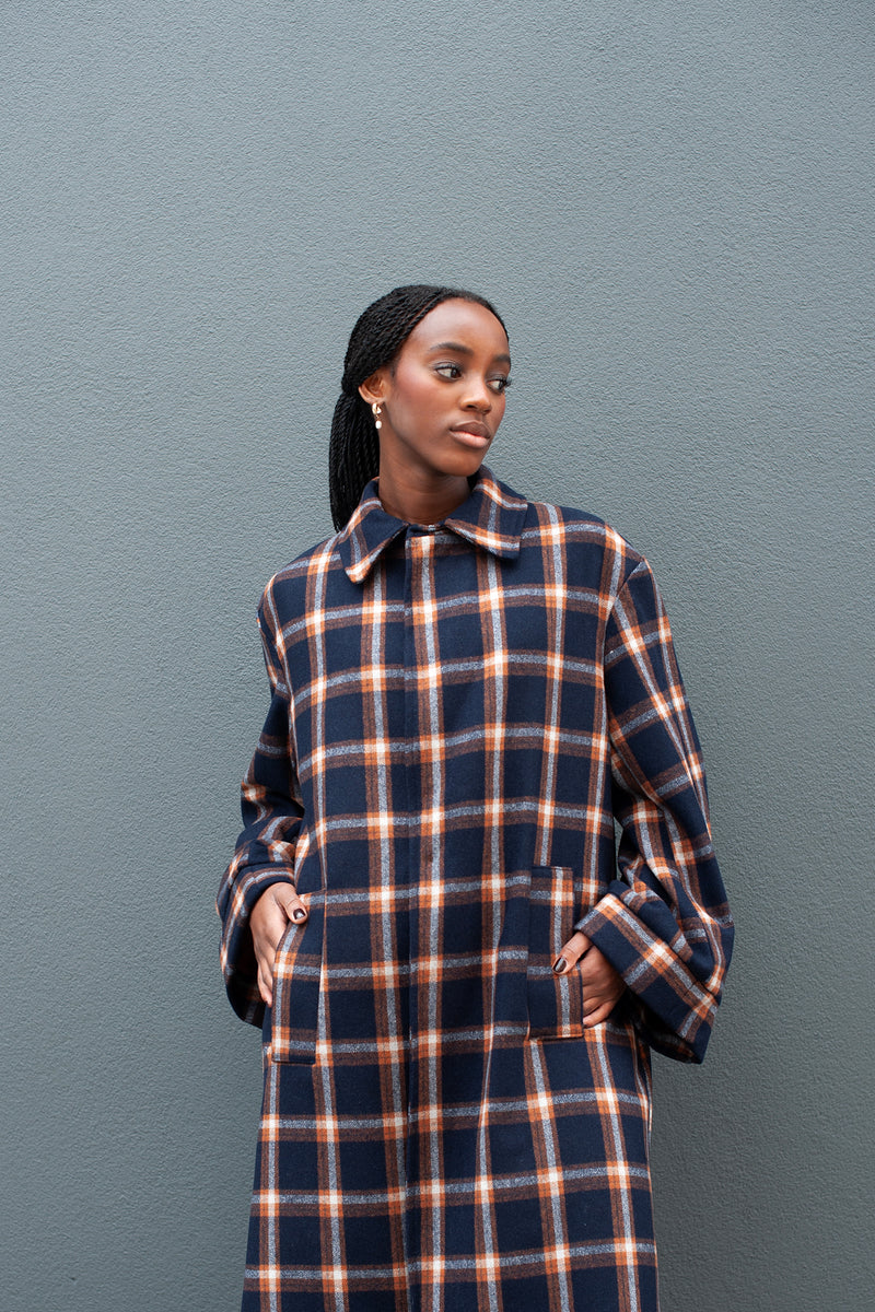 LUC | Ariana Coat | Navy Plaid